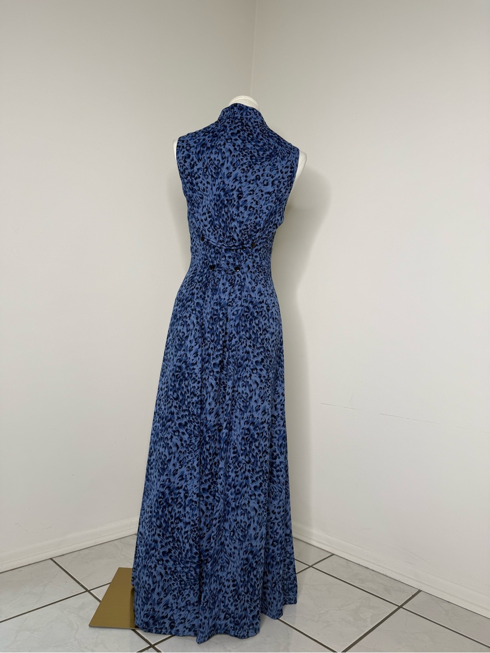 Coldwater Creek Blue Leopard Print Sleeveless Maxi Dress - Picture 11 of 16